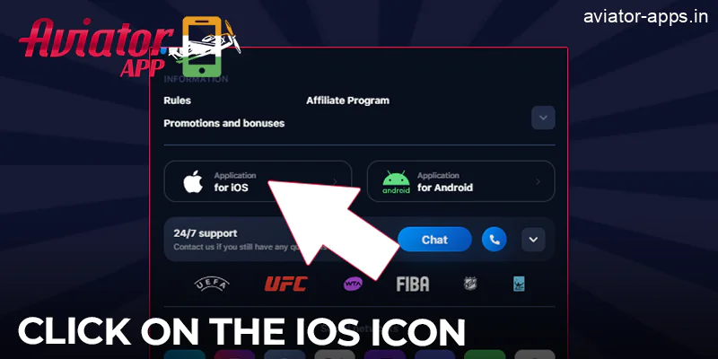 Click the iOS icon for the Share Aviator App