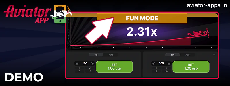 Demo version of the Aviator game