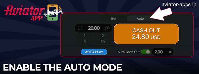 Activate auto mode in the Aviator game