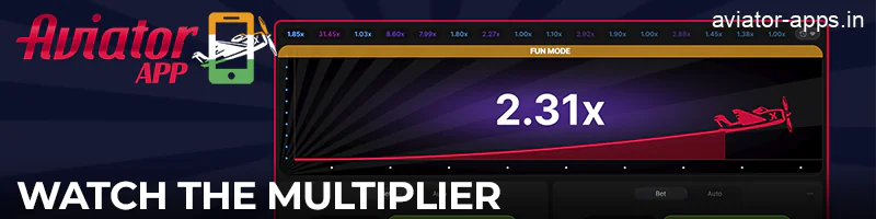 Check out the multiplier in the Aviator game