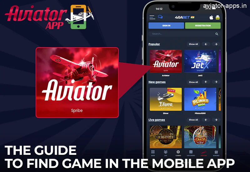 Instructions for finding Aviator in the 4rabet mobile app