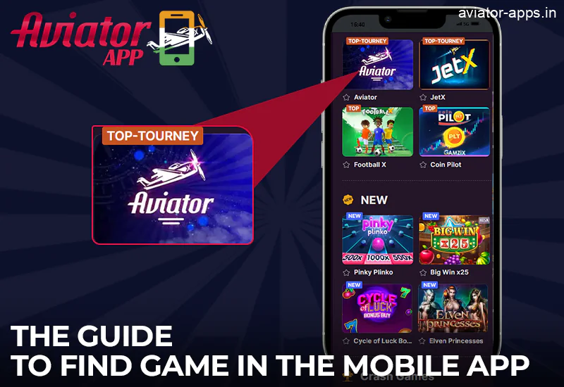 Instructions for finding Aviator in the Batery mobile app