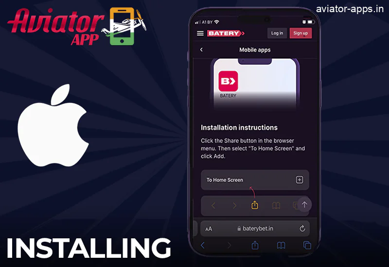 Installation of the Batery Mobile Aviator App on iOS