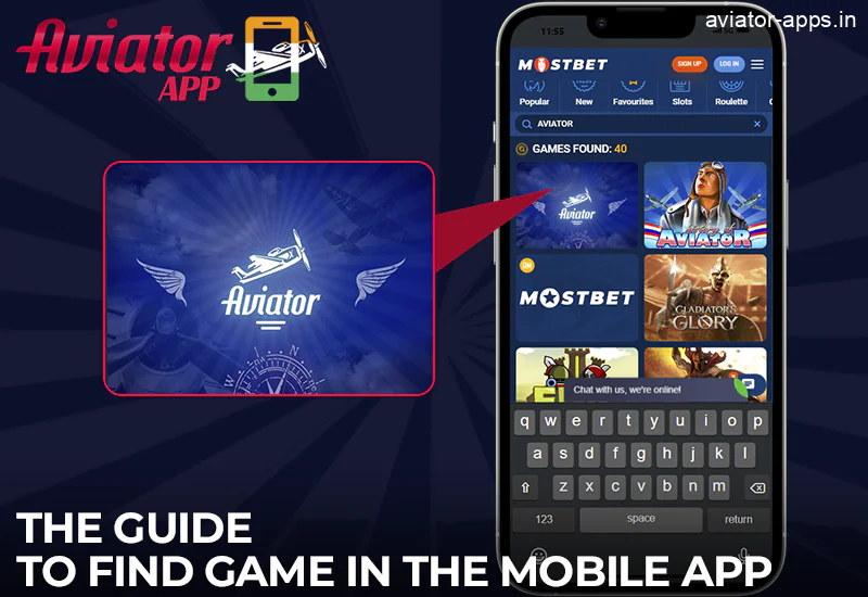 Instructions for finding Aviator in the Mostbet mobile app