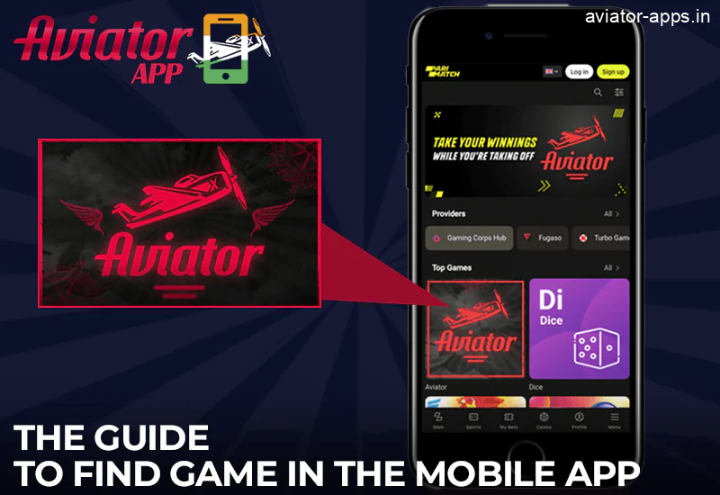 Instructions for finding Aviator in the Parimatch mobile app